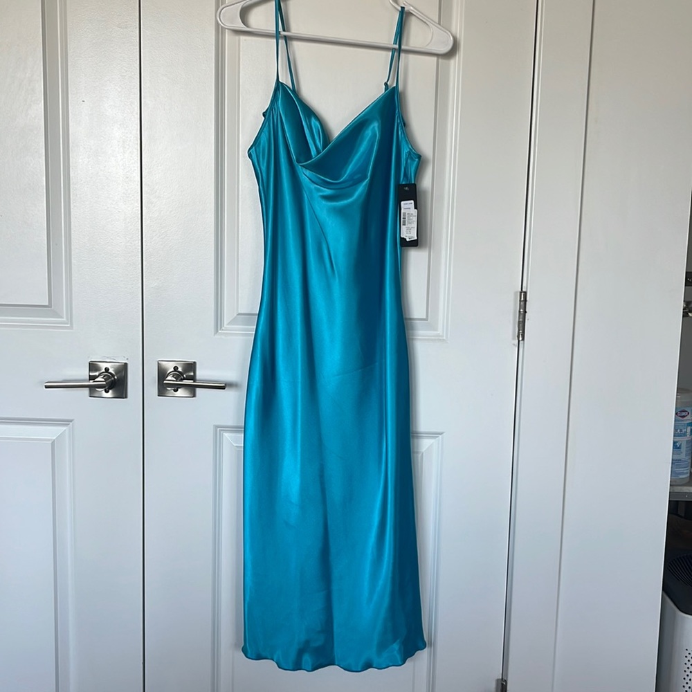 Midi Satin Turquoise Dress size S